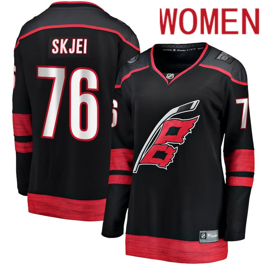 Women Carolina Hurricanes #76 Brady Skjei Fanatics Branded Black Home Breakaway Player NHL Jersey->women nhl jersey->Women Jersey